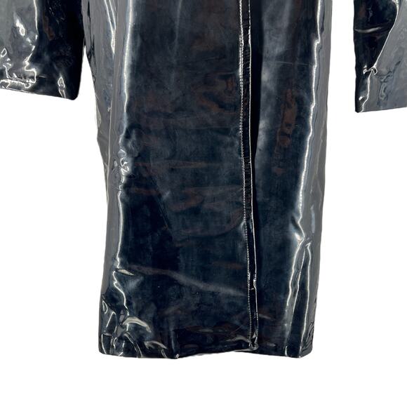 House of CB Womens Maniri Black Patent Vinyl Trench Coat Jacket Size Small S - Picture 7 of 12